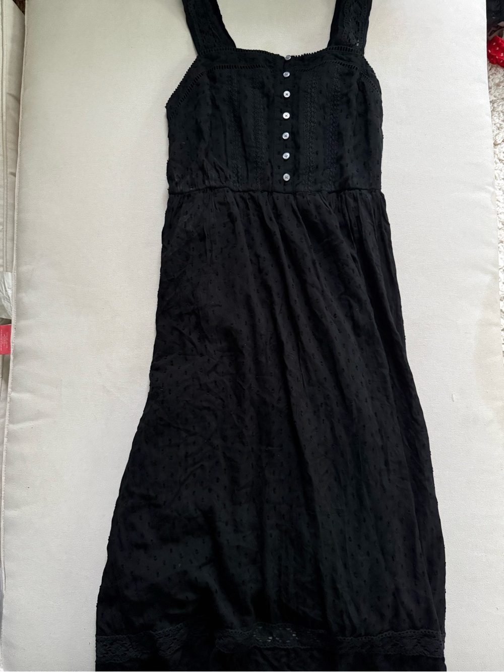 LOFT Black Sleeveless eyelet Midi Dress